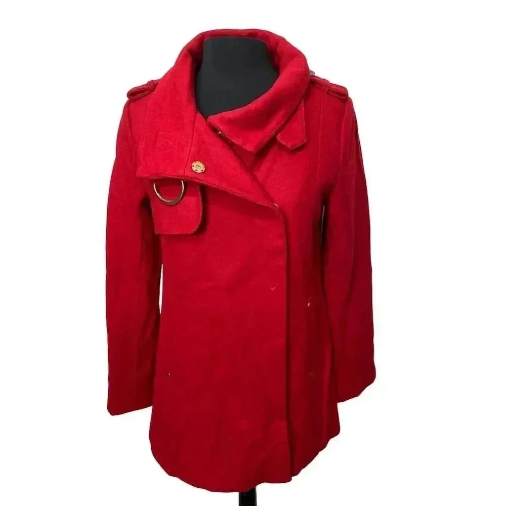 Velvet Heart Women's Red Military Style Wool Blend Coat Jacket M 1901